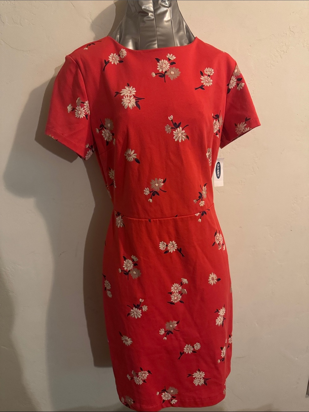 Old Navy Red Floral Short Sleeve Mini Dress